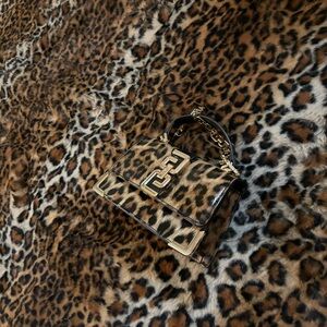 Leopard Print Handbag with Gold Accents
